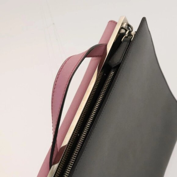 FENDI Hand Bag Leather 2way Gray Silver Auth - Picture 6 of 16